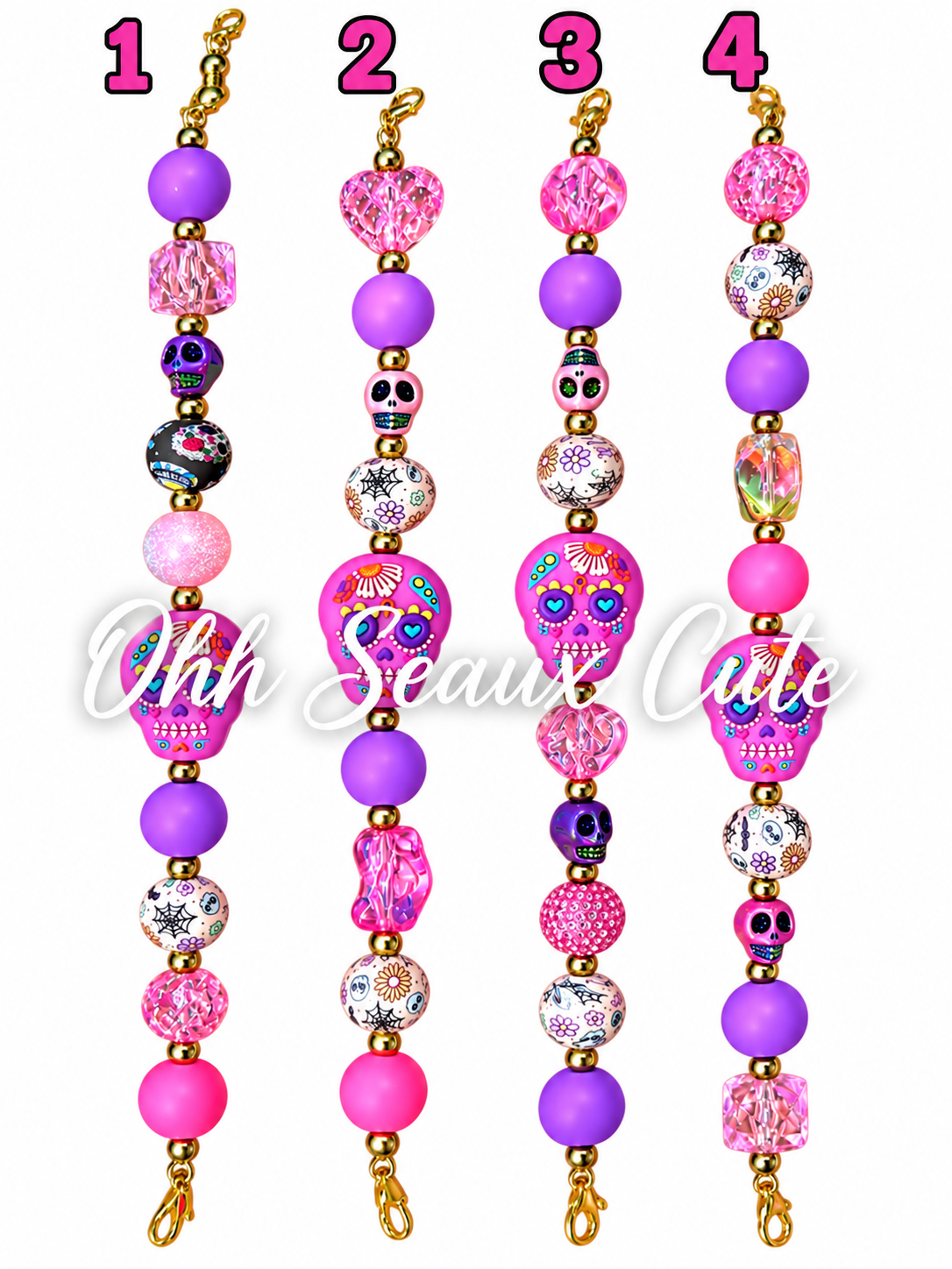 9” Pink Day of the Dead Hat Chains