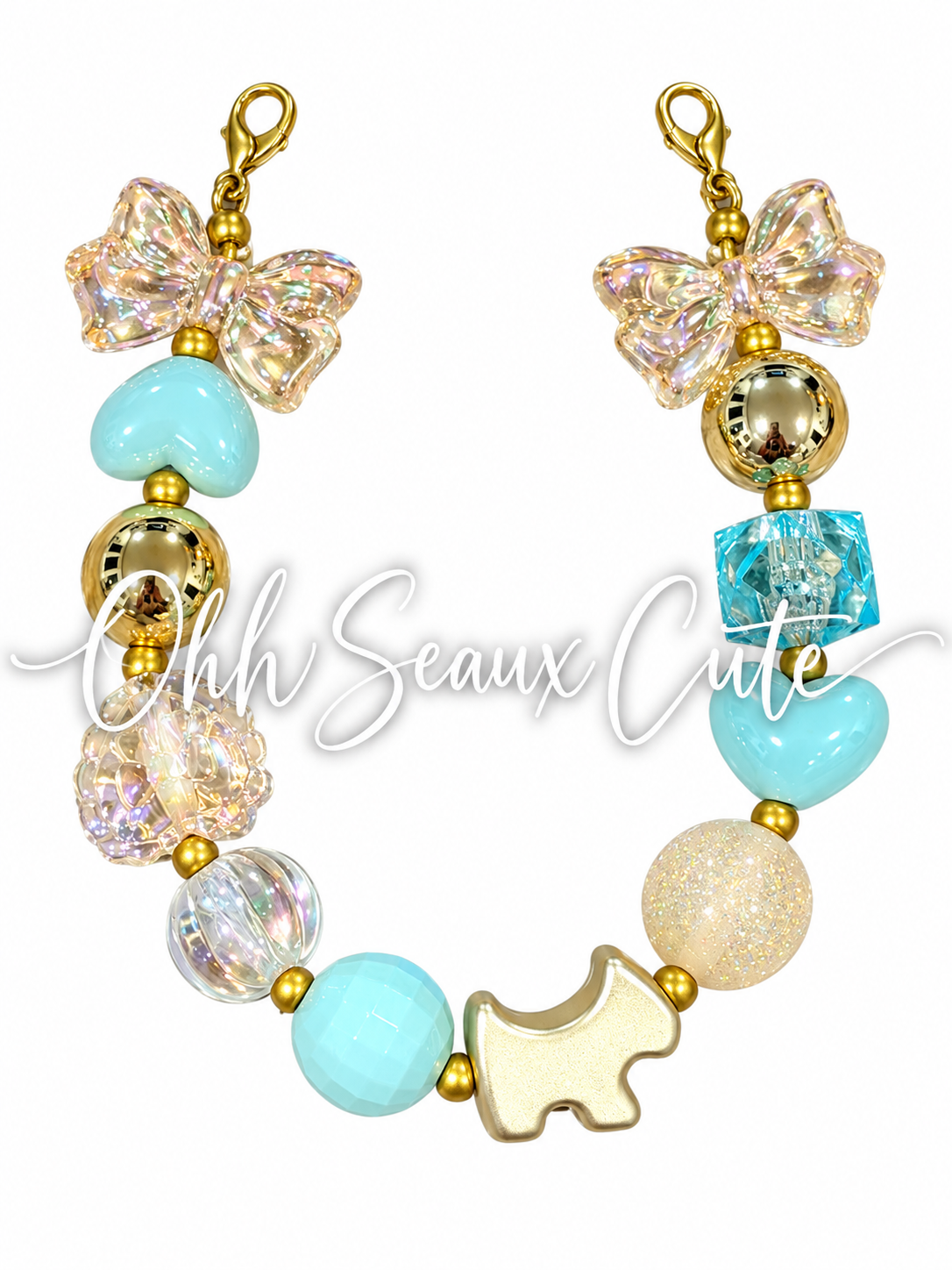 9” Teal/Gold 1 Hat Chain