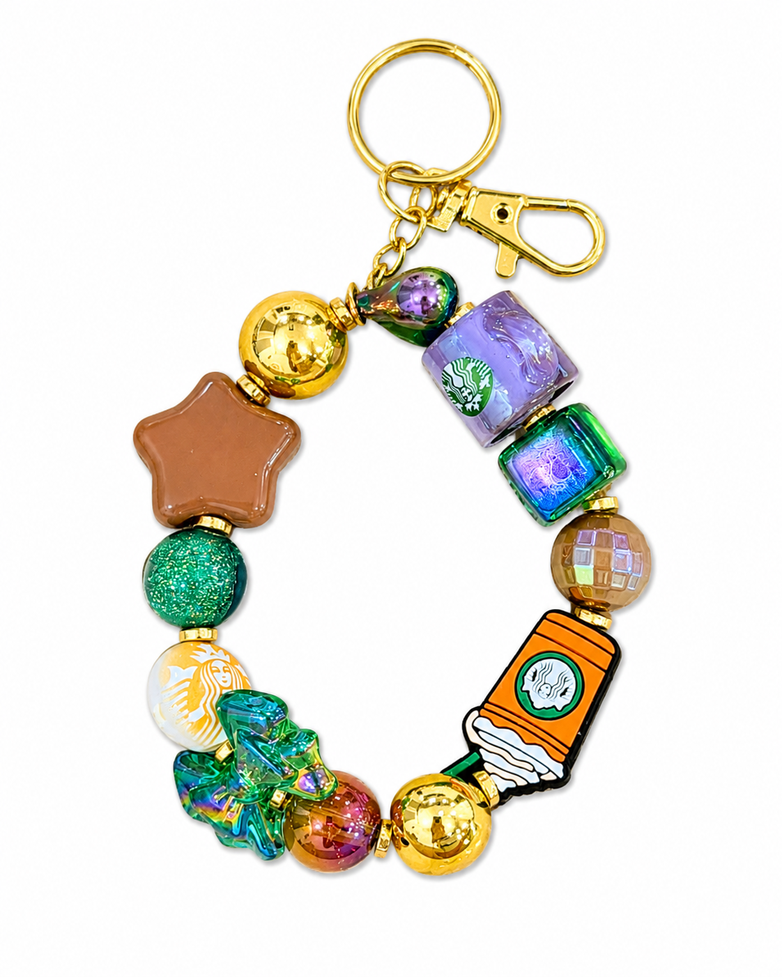 Custom Bead Starbucks Keychain