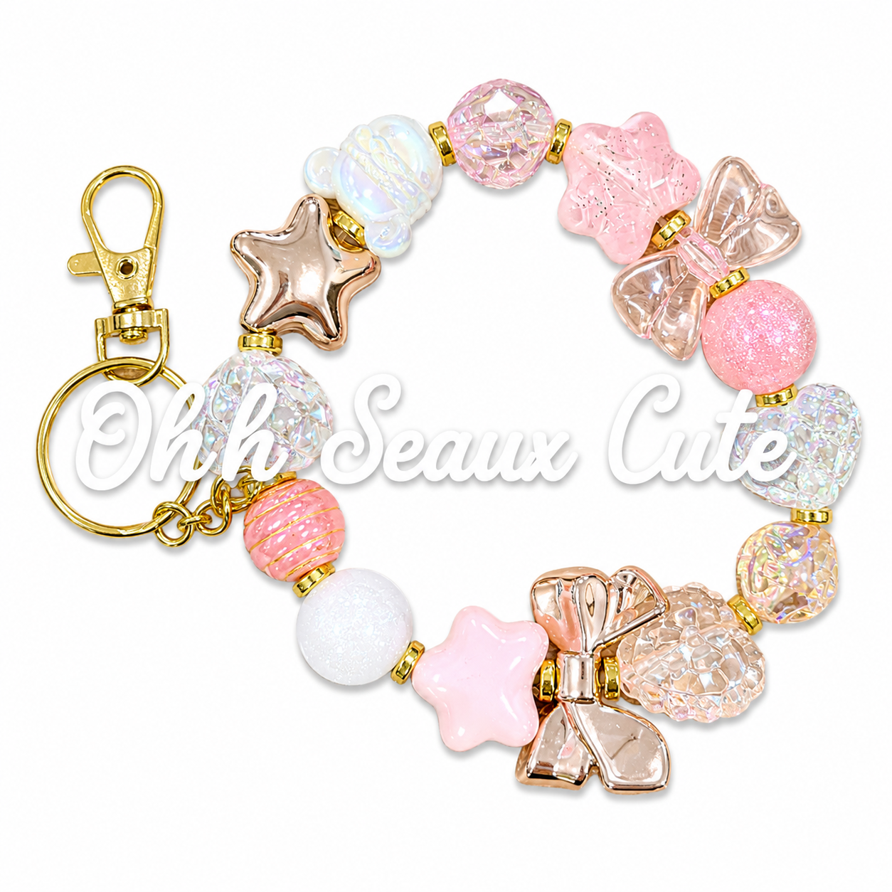 Custom Bead Keychain Rose Gold
