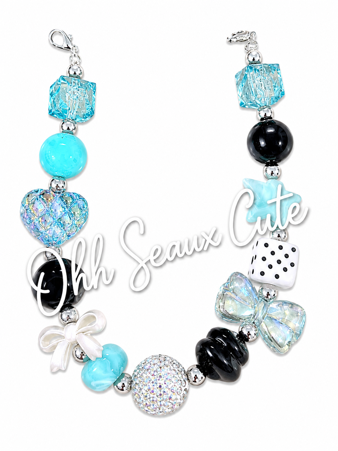 9” Teal Dot Hat Chain