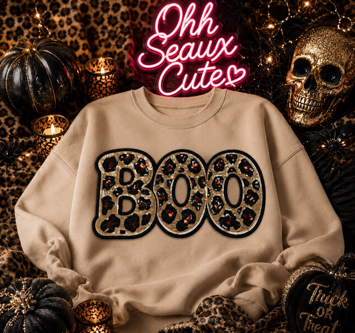 12” Sequin Leopard BOO