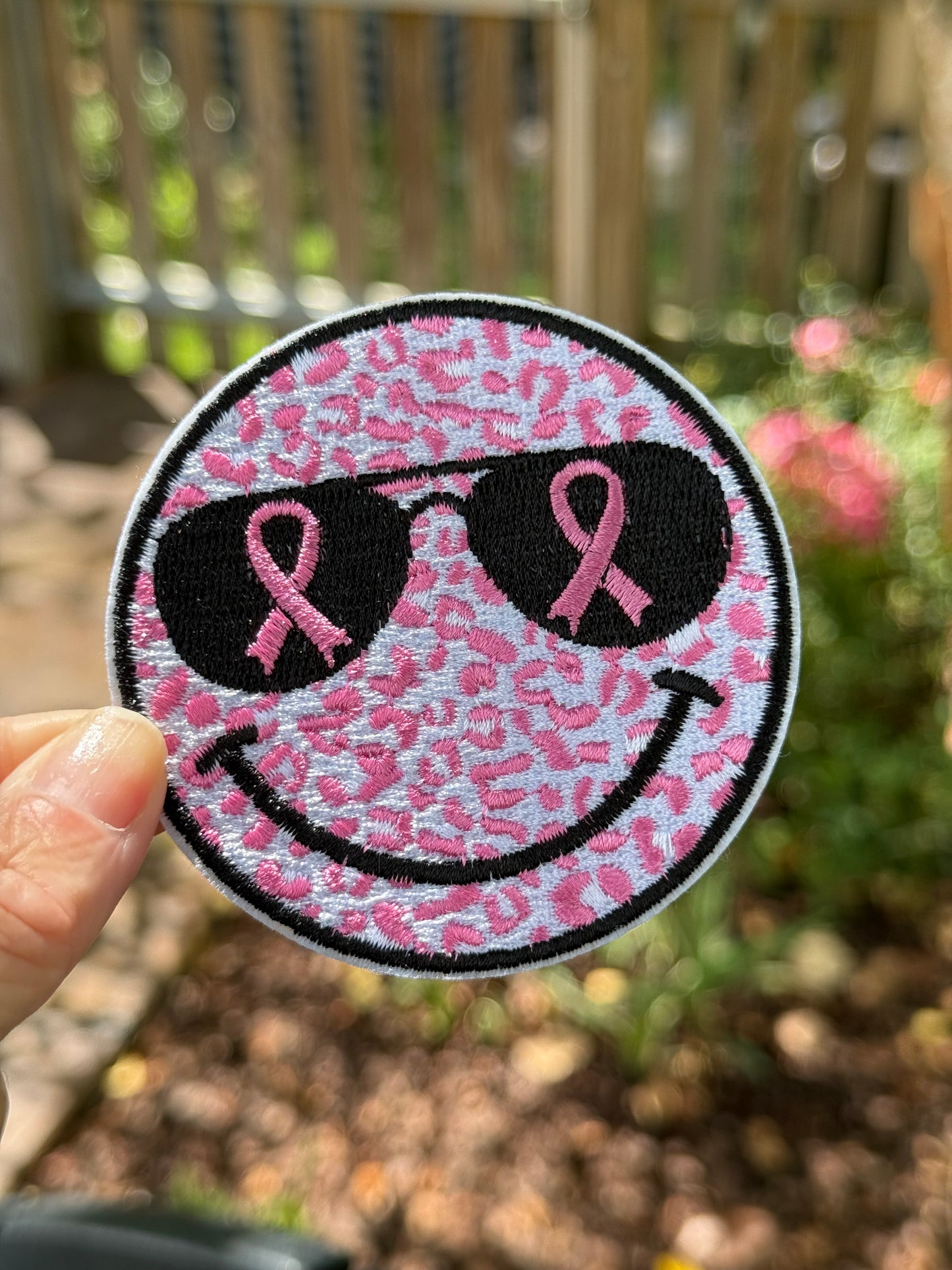 3” Leopard Breast Cancer Smiley
