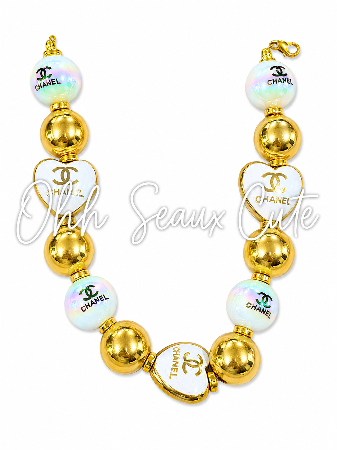9” CC White/Gold Hat Chain