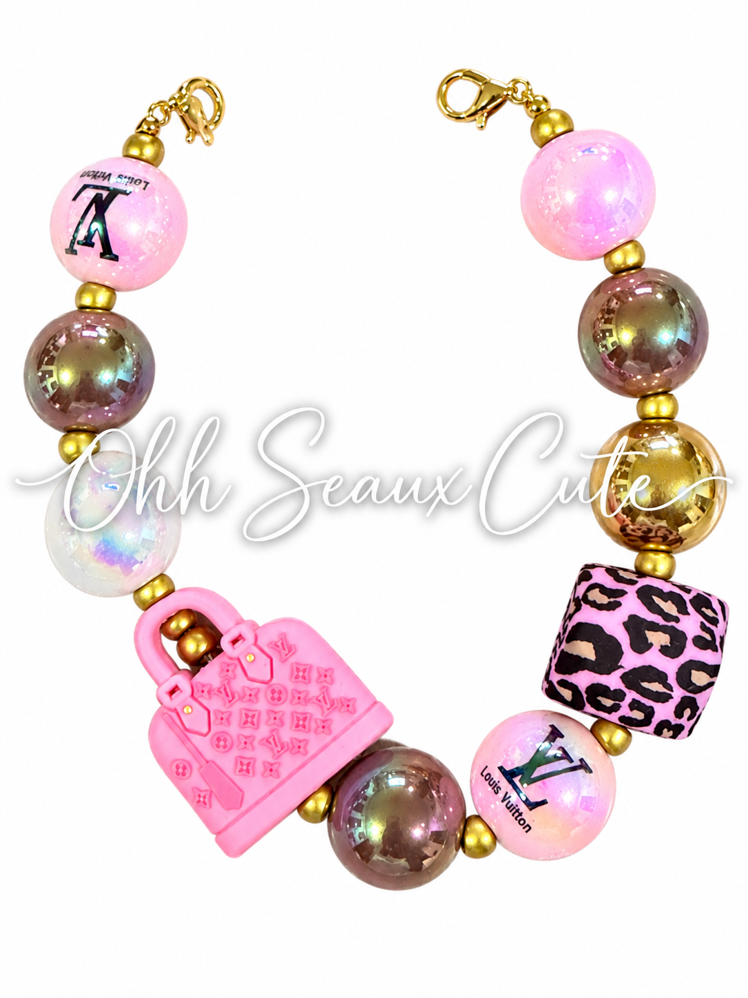 9” L V Pink/Brown 2 Hat Chain