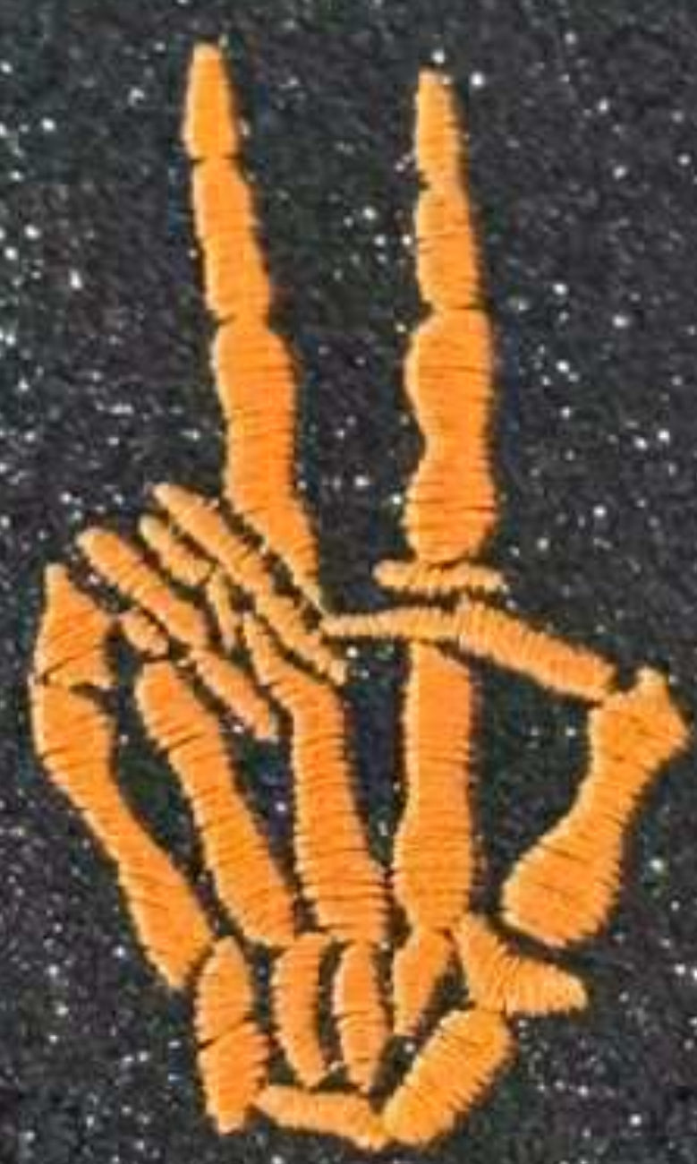3” Glitter Neon Orange Peace Skeleton