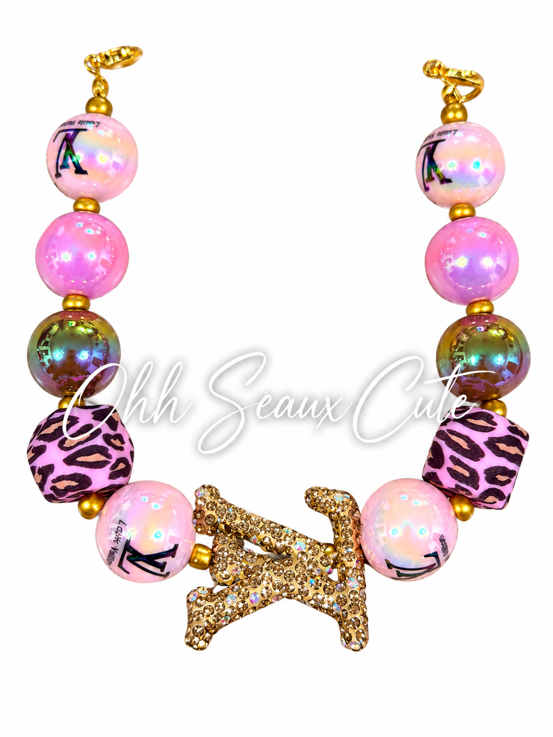 9” L V Pink/Brown 1 Hat Chain