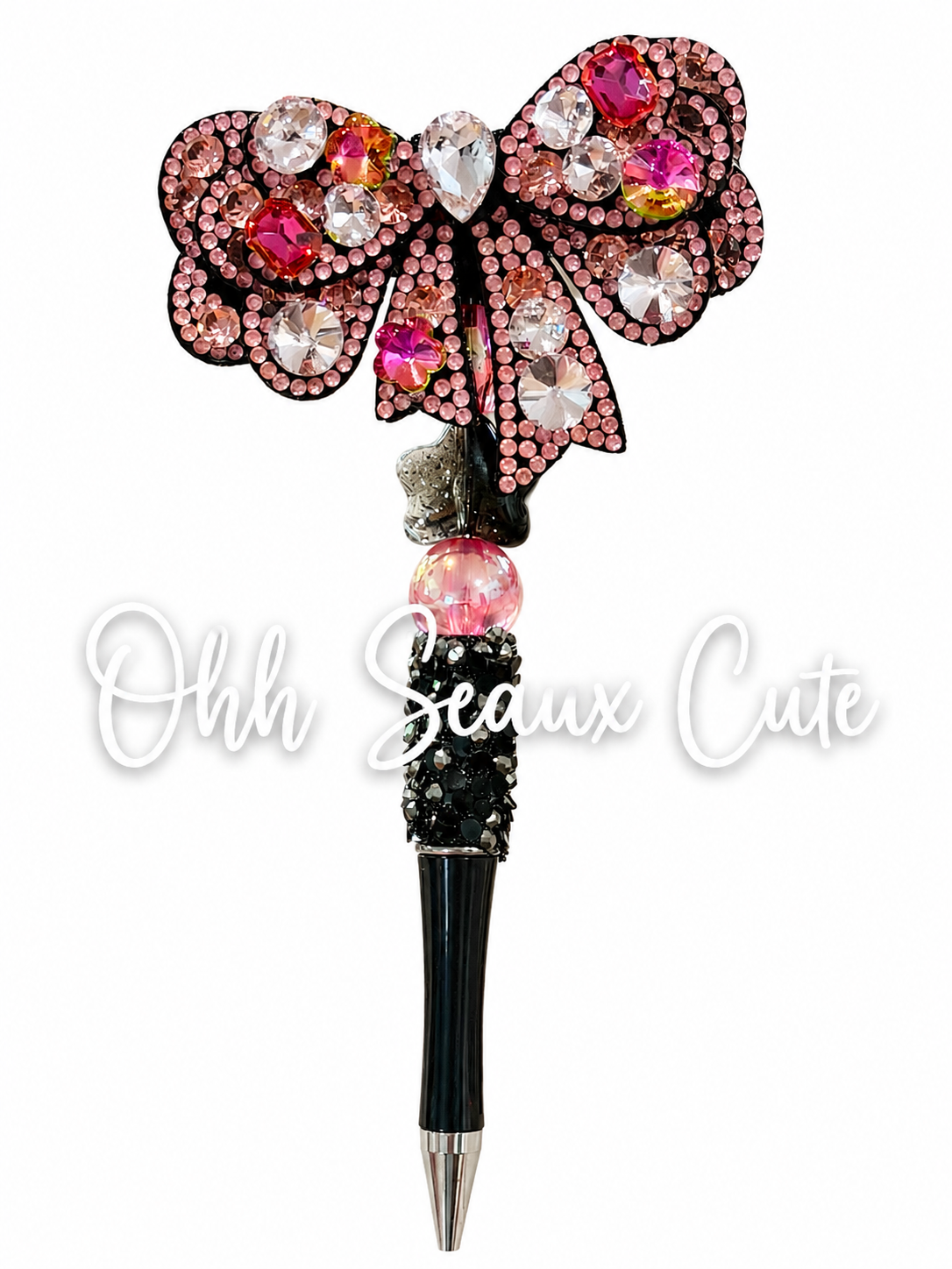 Pink Rhinestone Bow Pen