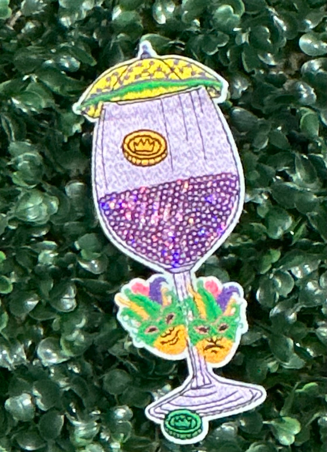 6” Sequin Mardi Gras Wine Glass Collection