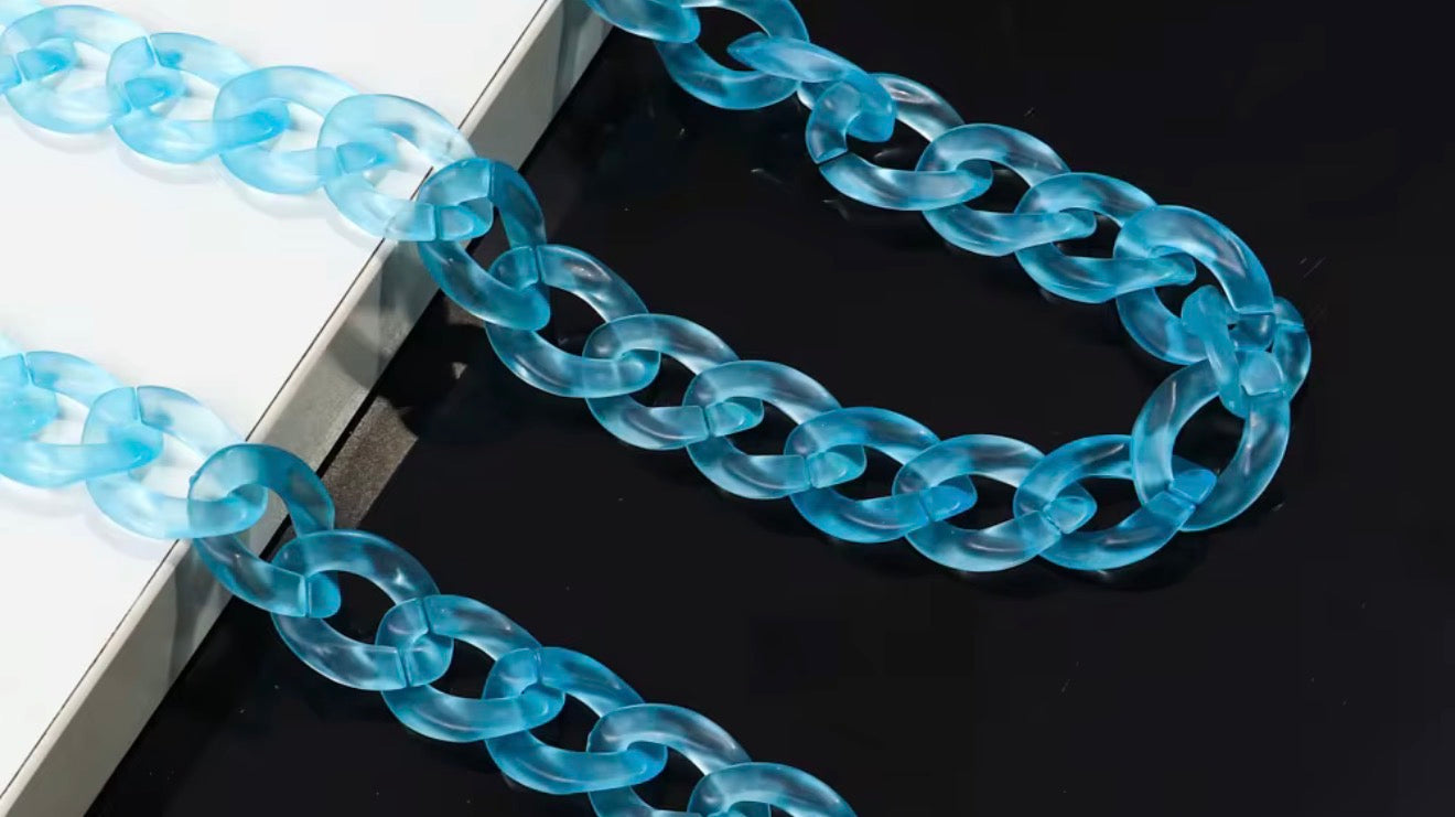9” Clear Blue Hat Chain