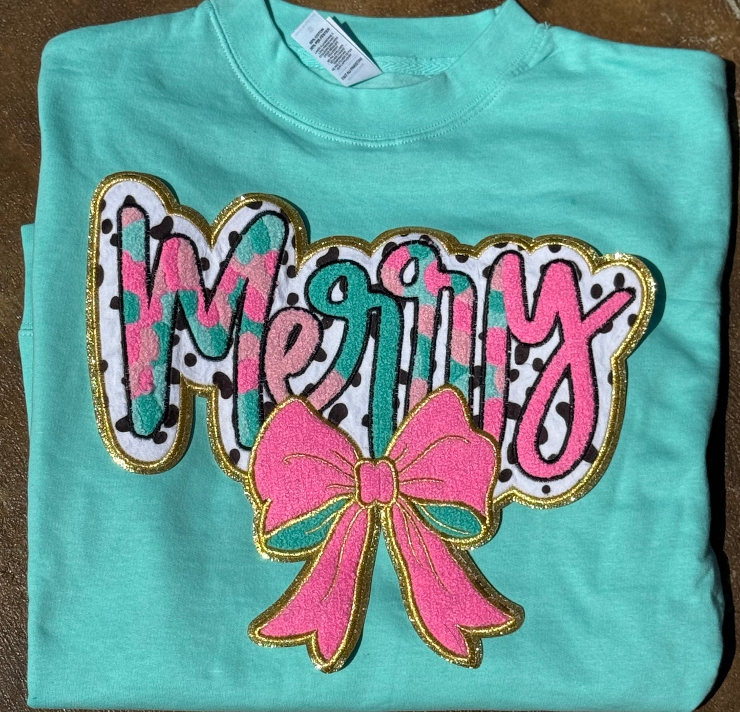 12” Chenille MERRY Bow