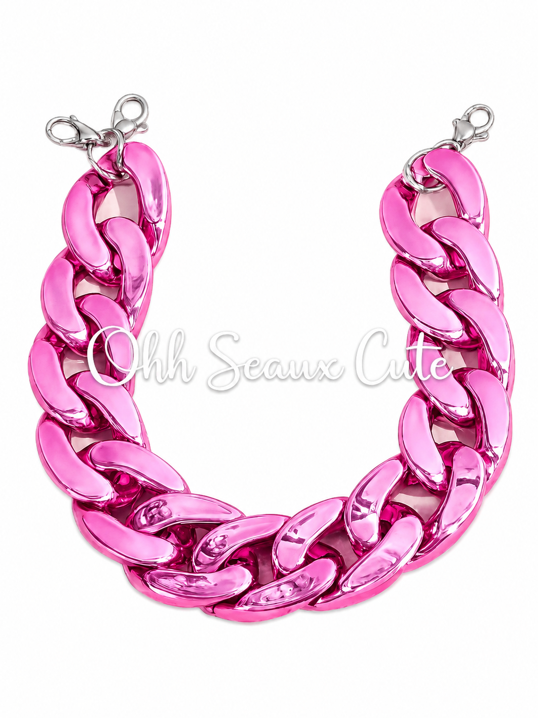 9” Chunky Pink Chrome Hat Chain 30MM