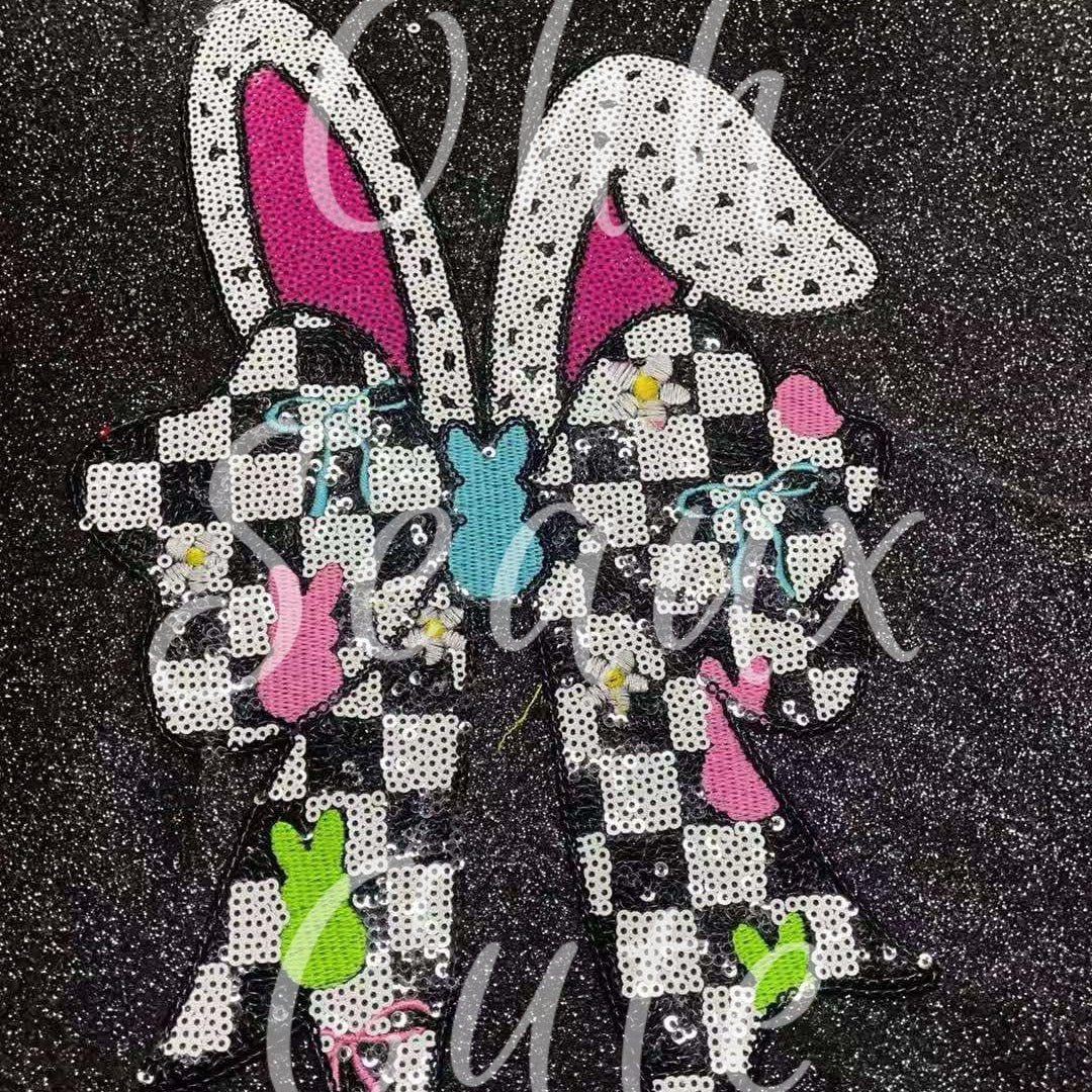11” Sequin Checkered Bunny