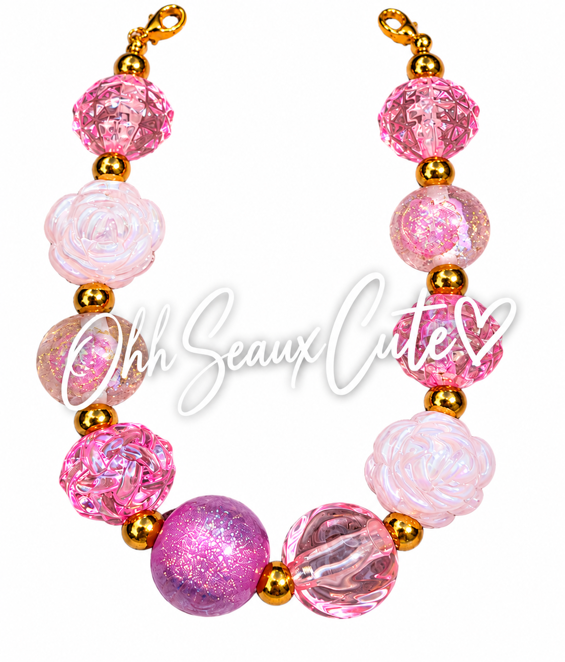 9” Crystal Pink 1 Hat Chain