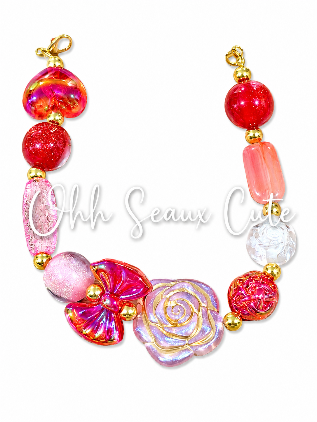 9” Pink/Red Hat Chain