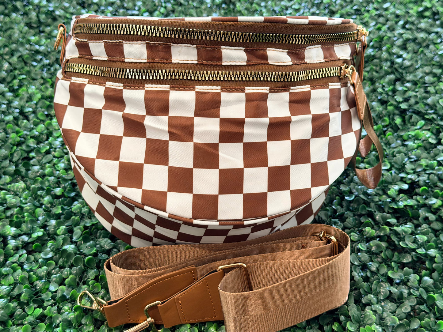 Nylon Checkered Bum Bag