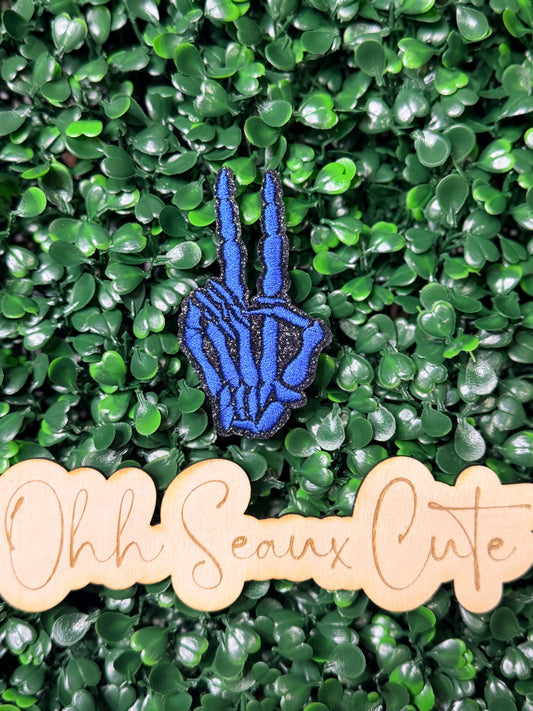 3” Glitter Blue Peace Skeleton