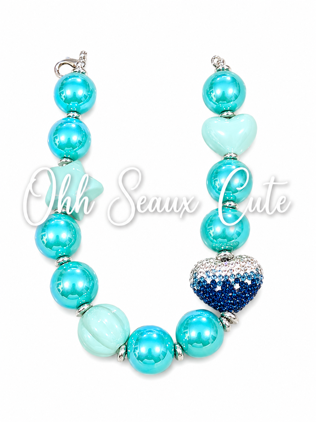 9” Teal Heart Hat Chain