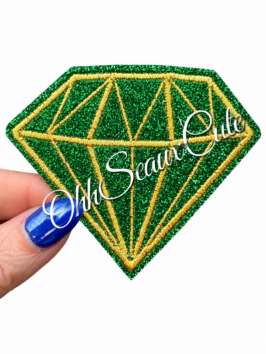 2.5” Glitter Diamond Green/Gold