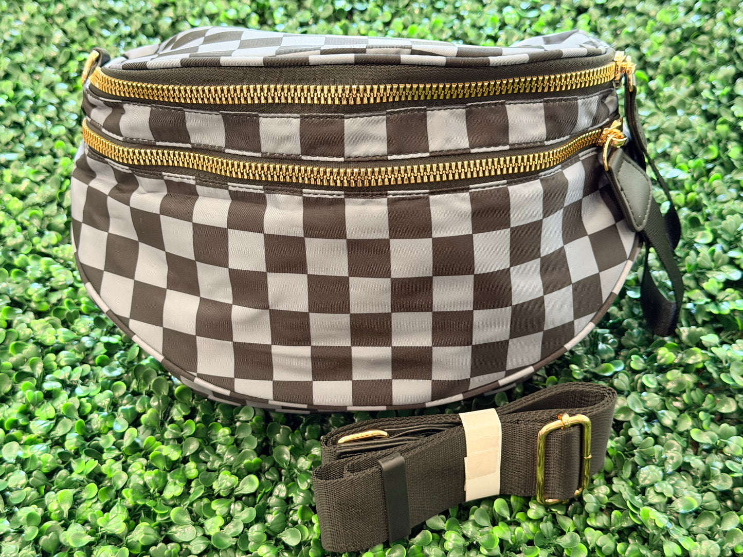 Nylon Checkered Bum Bag