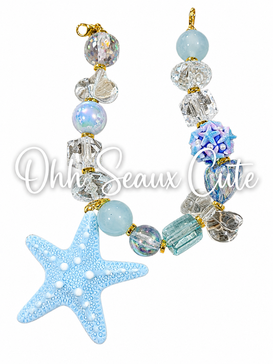 9” Blue Starfish Hat Chain