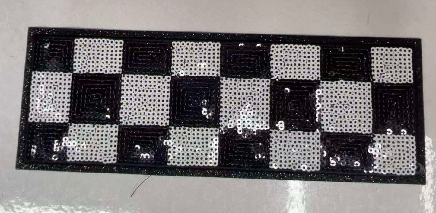 8” Checkered Sequin Hat Patch