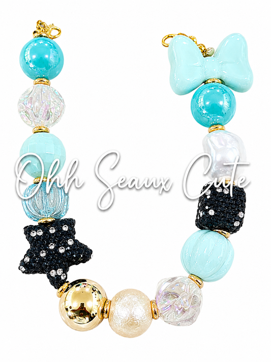 9” Teal Champagne 2 Hat Chain
