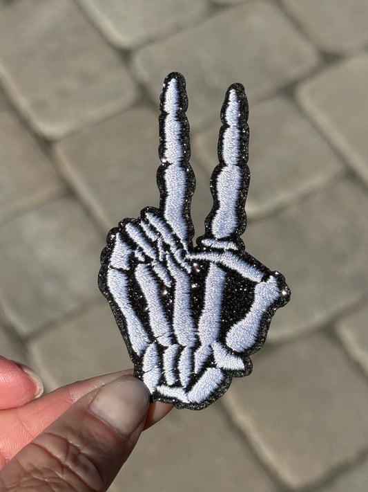 3” Glitter White Peace Skeleton