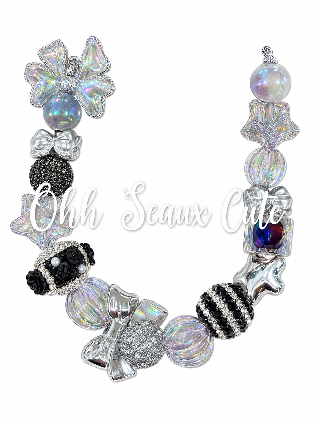 9”  Black Crystals Hat Chain