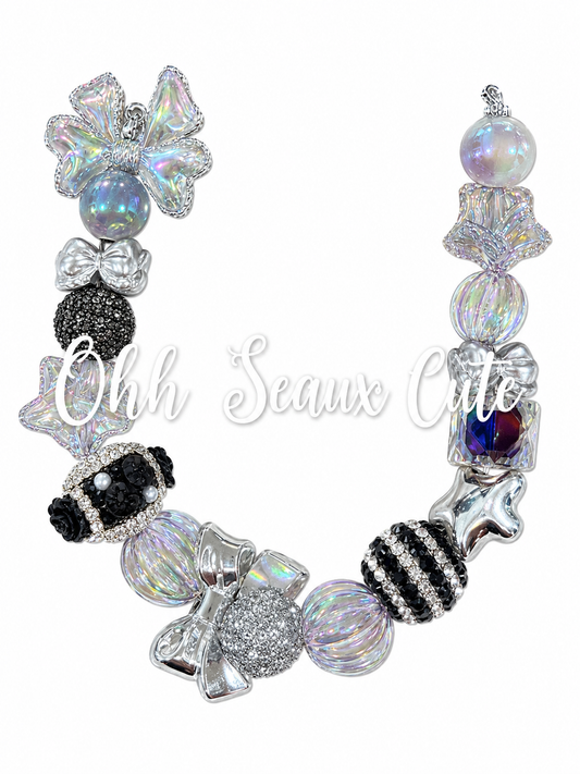 9”  Black Crystals Hat Chain