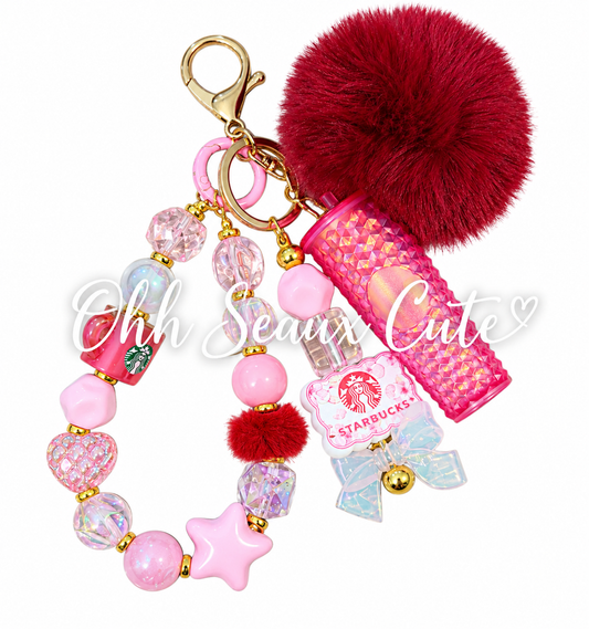 Pink Starbucks 1 Bag Charm Keychain