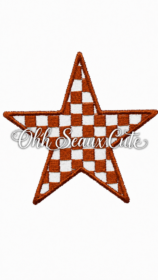 3” Burnt Orange Checkered Star