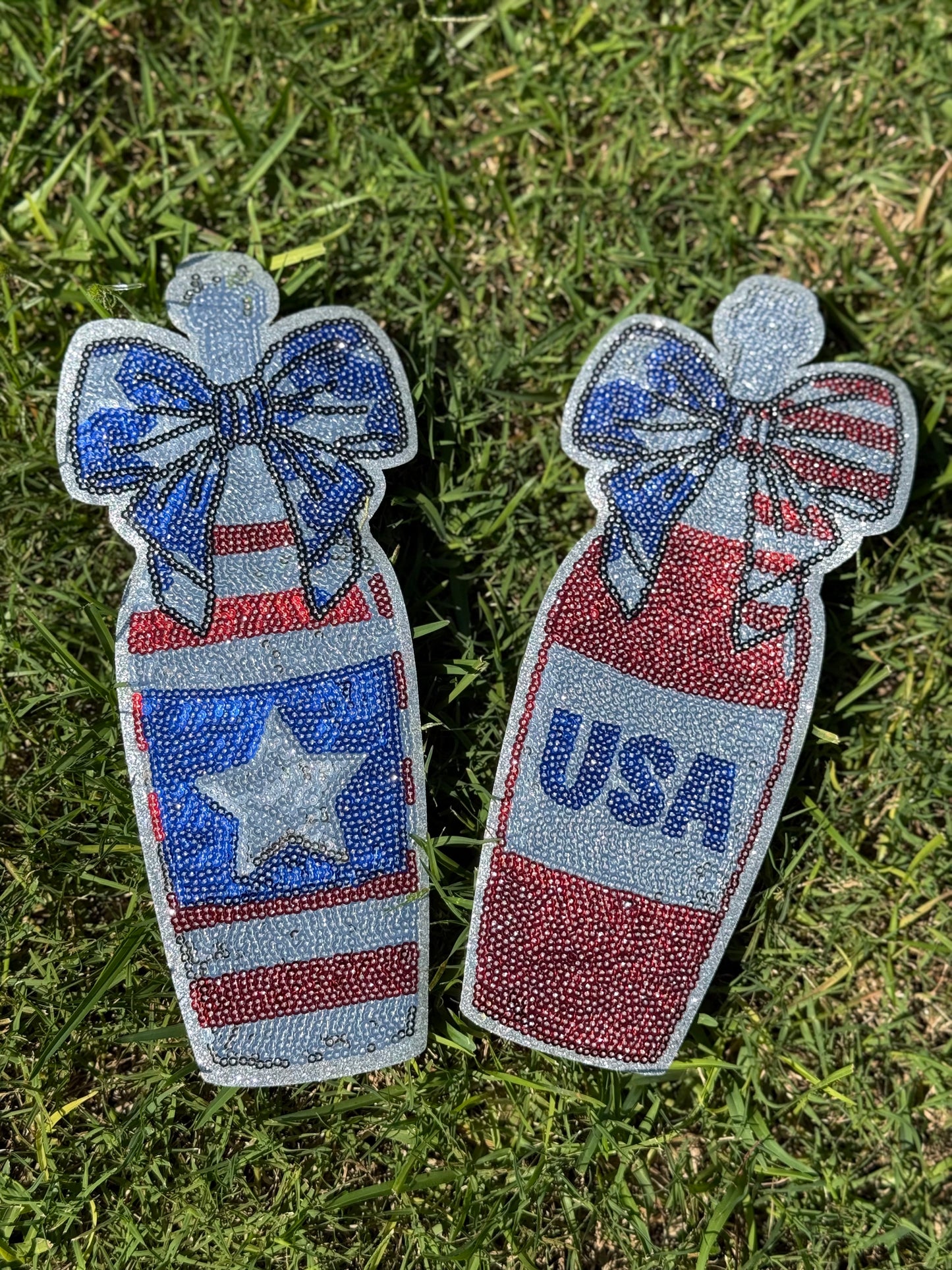10” Sequin Flag Bottle Set