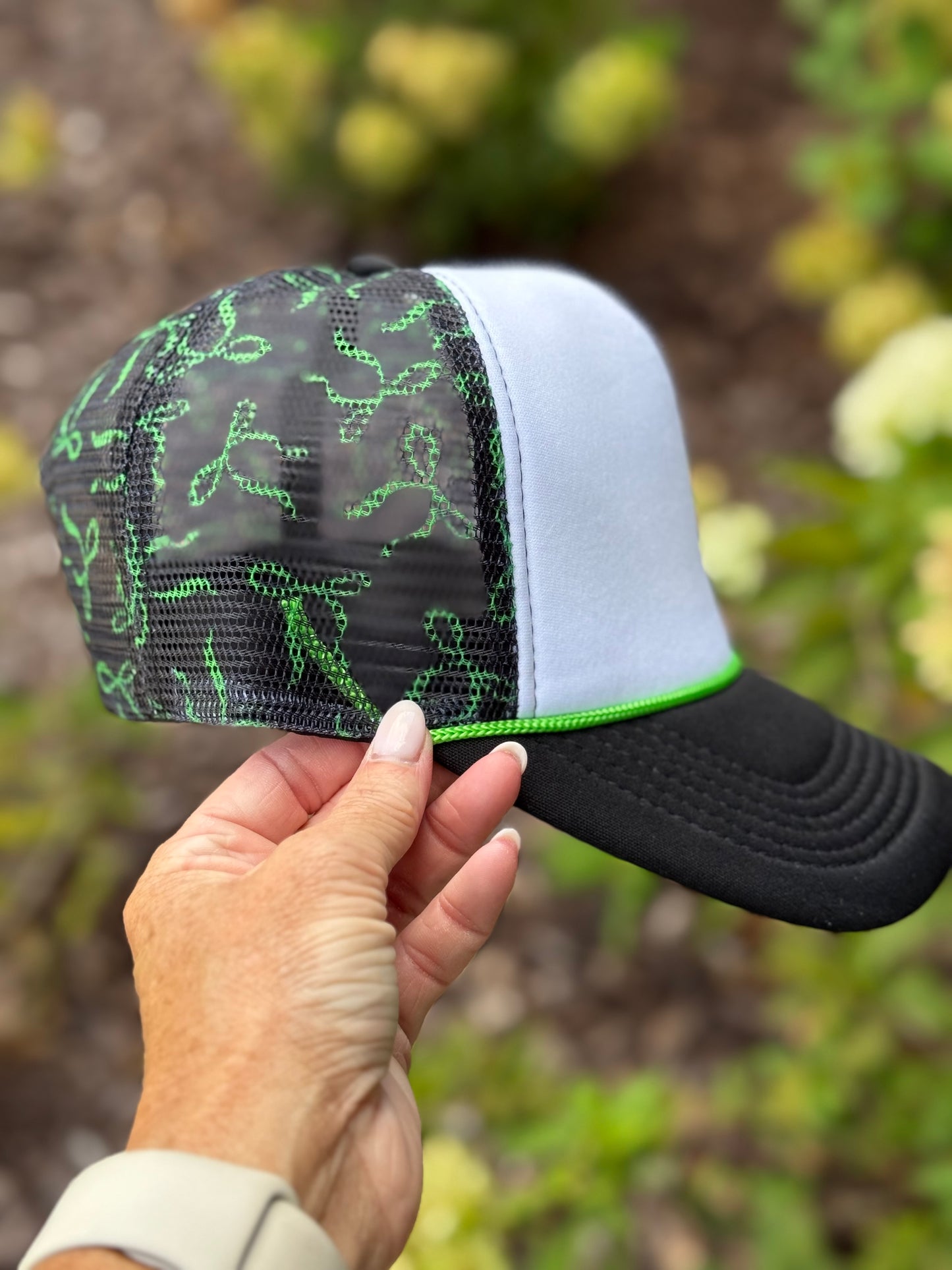 MISFIT Caramel Apple Collection Trucker Hat-Lime Green Bow