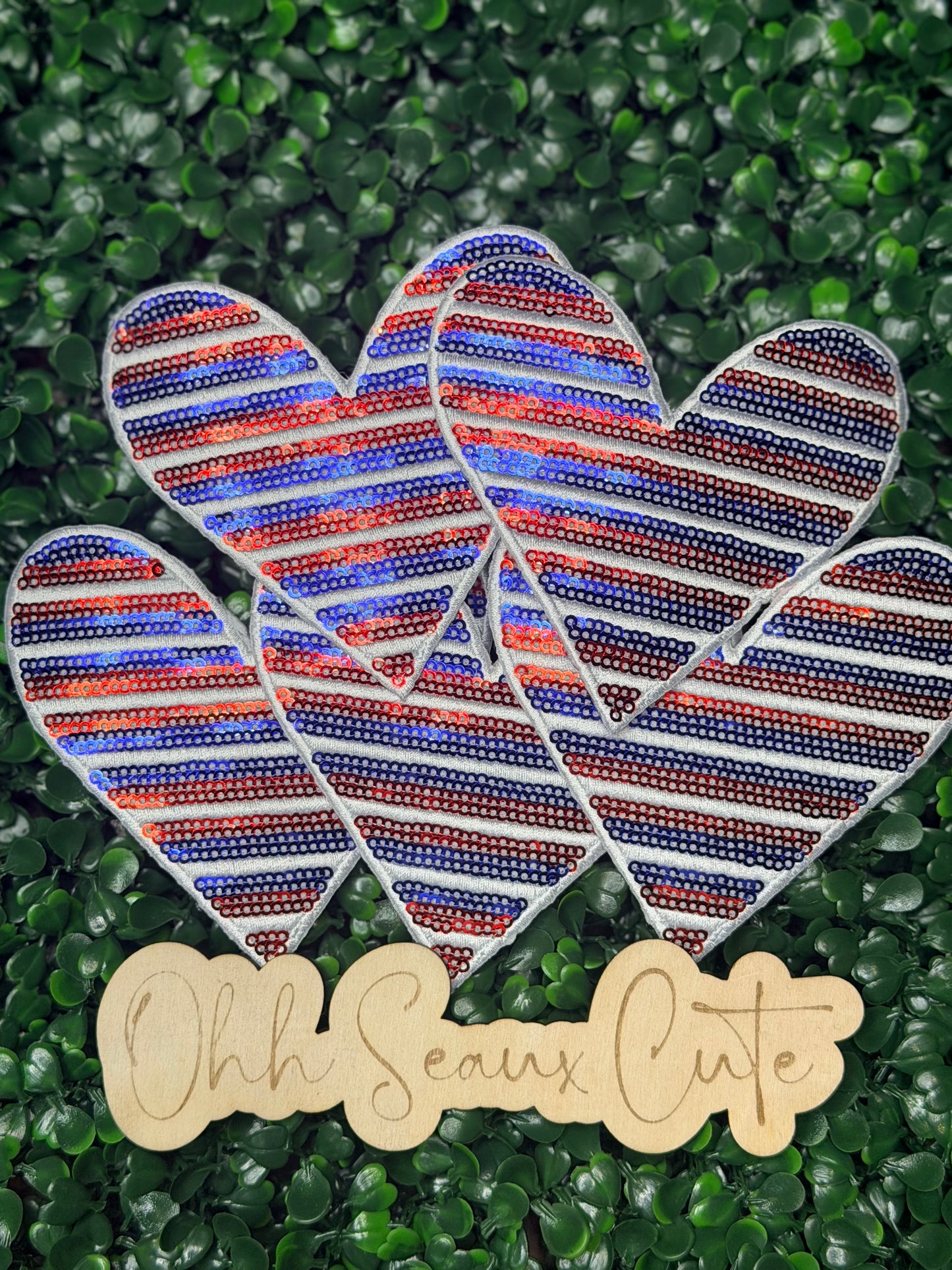 3.5” Red/White/Blue Stripe Heart