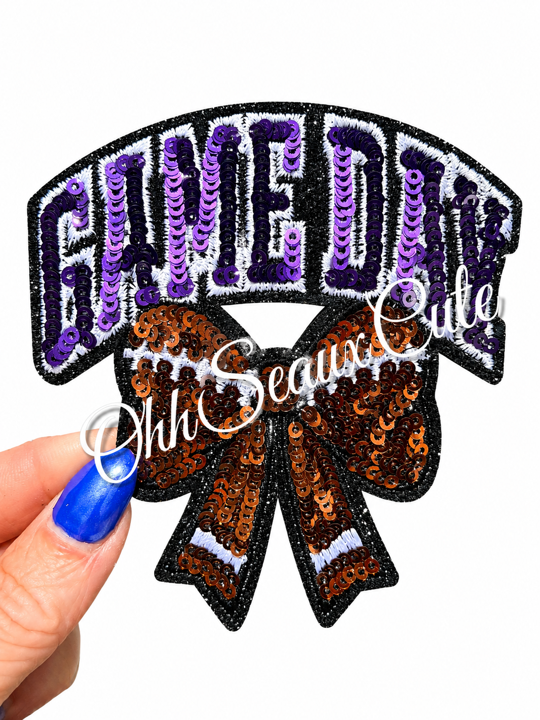 3.5” Sequin GAME DAY Bow-Purple