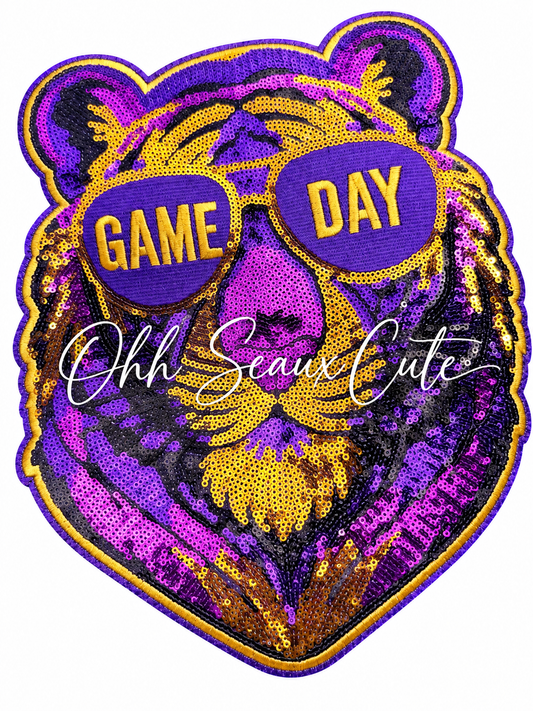 12” Sequin Purple Tiger GAME DAY