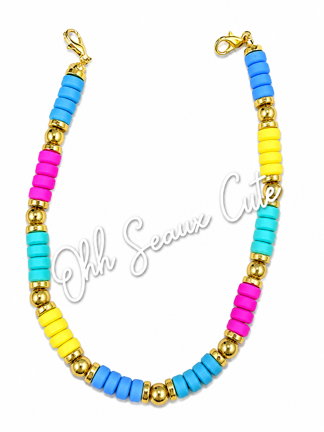 9”  Clay Bead Hat Chain-Gold