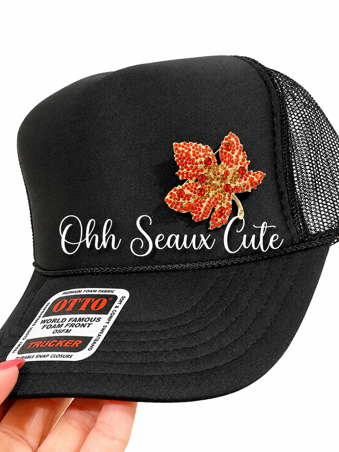9” Rhinestone Maple Leaf Hat Pin