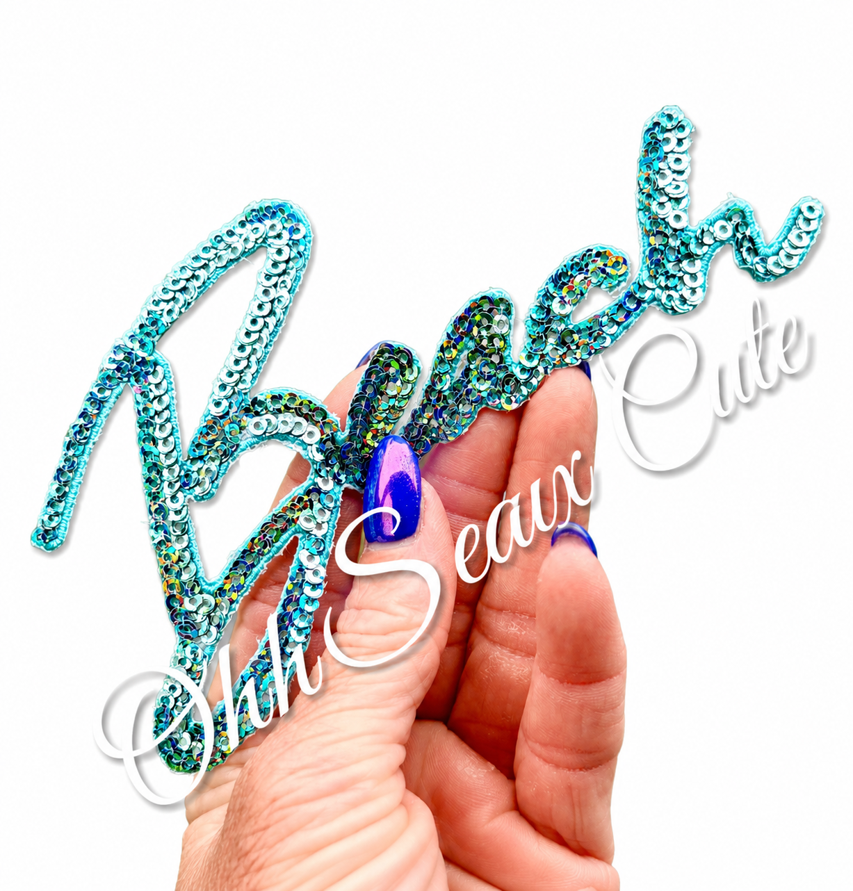 6” Teal Sequin BEACH