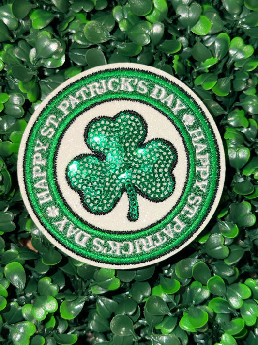 3” Sequin Clover Button Patch