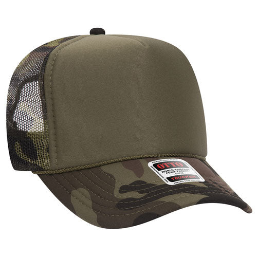 Otto High Crown Foam Trucker - Olive Camo