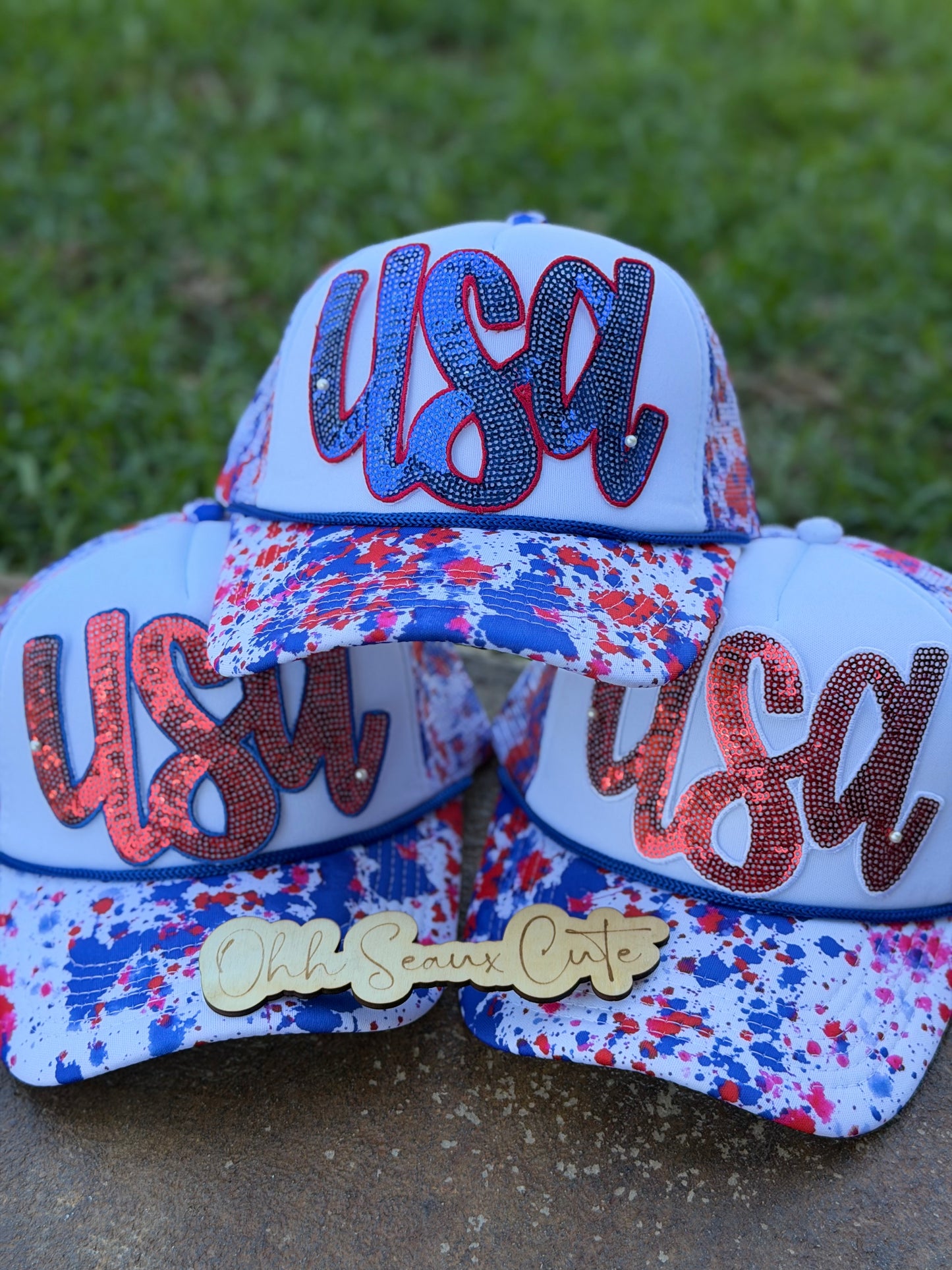 6” Sequin USA-Red/White