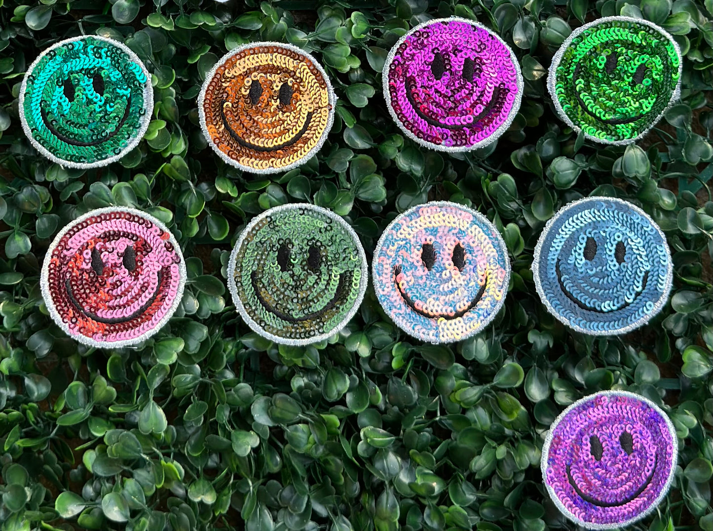 Fall Sequin Smiley 2” Patch