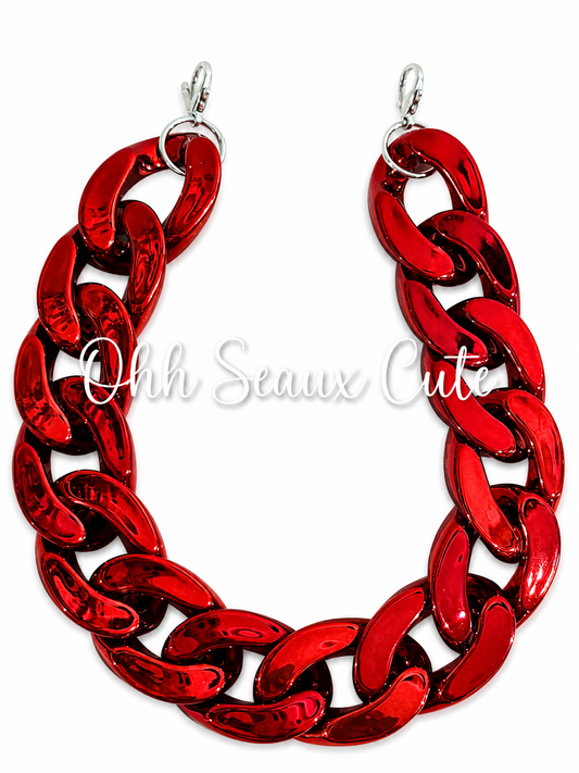 9”  Chunky Red Chrome Hat Chain 30MM