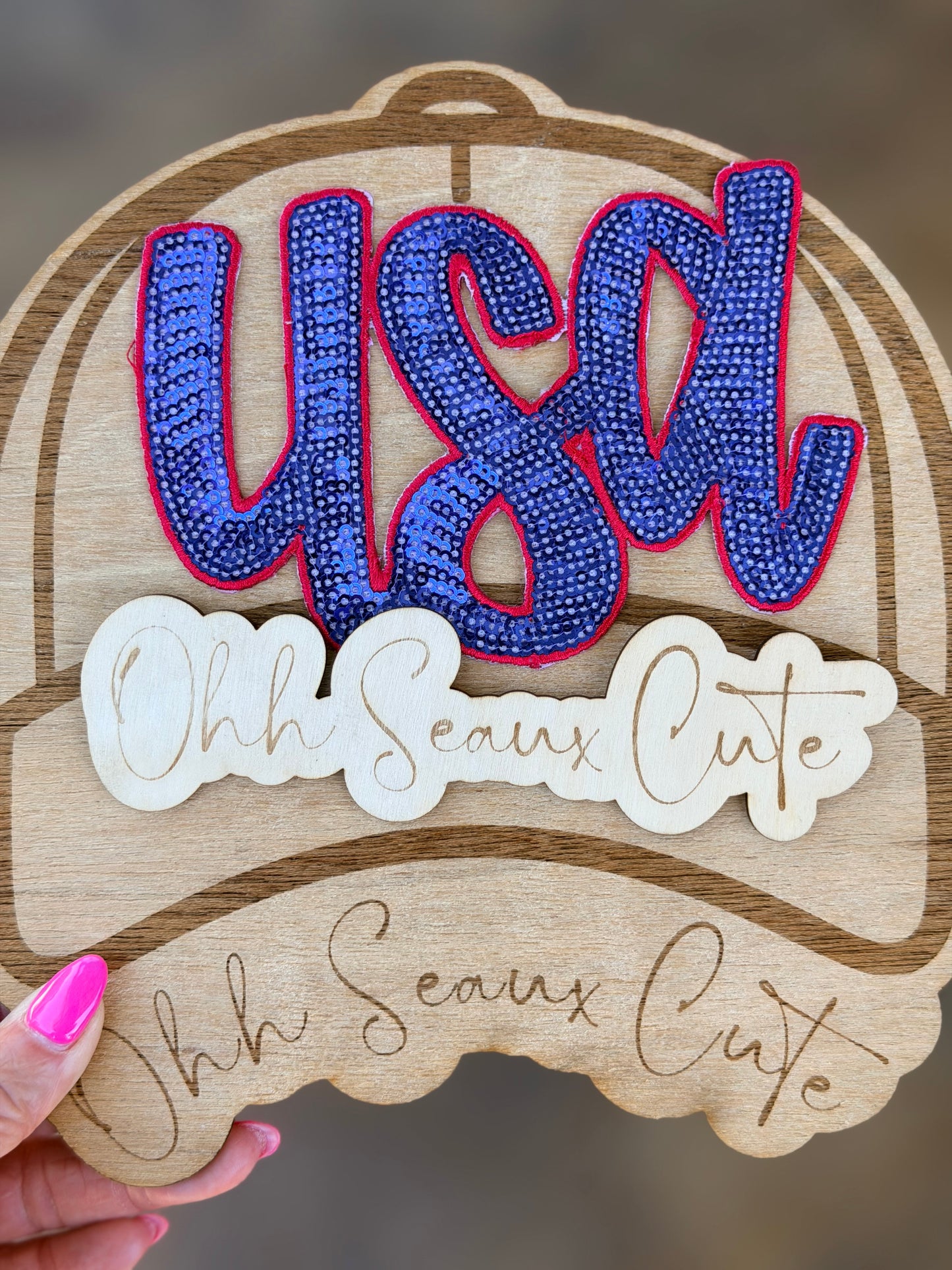 6” Sequin USA-Blue/Red