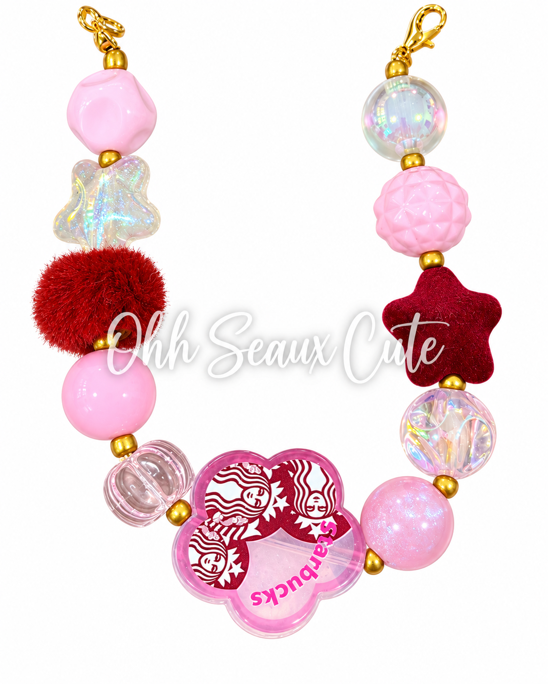 9” Pink Starbucks 6 Hat Chain