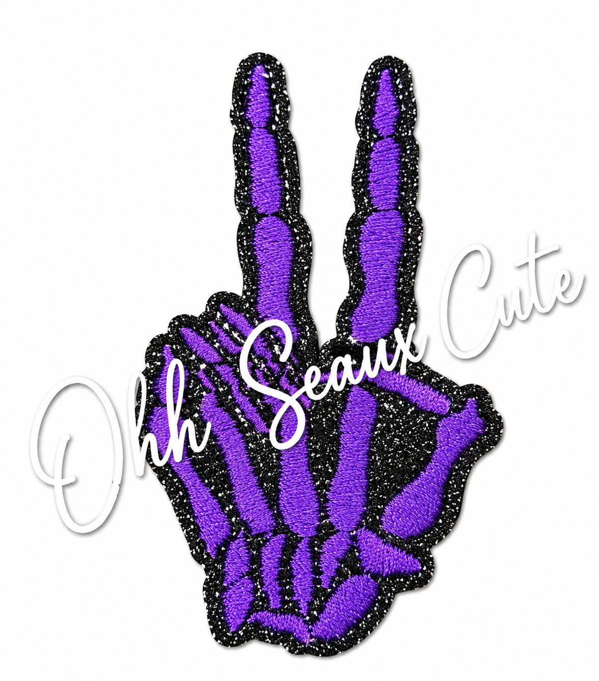 3” Glitter Purple Peace Skeleton