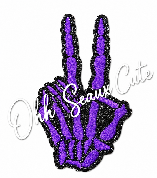 3” Glitter Purple Peace Skeleton