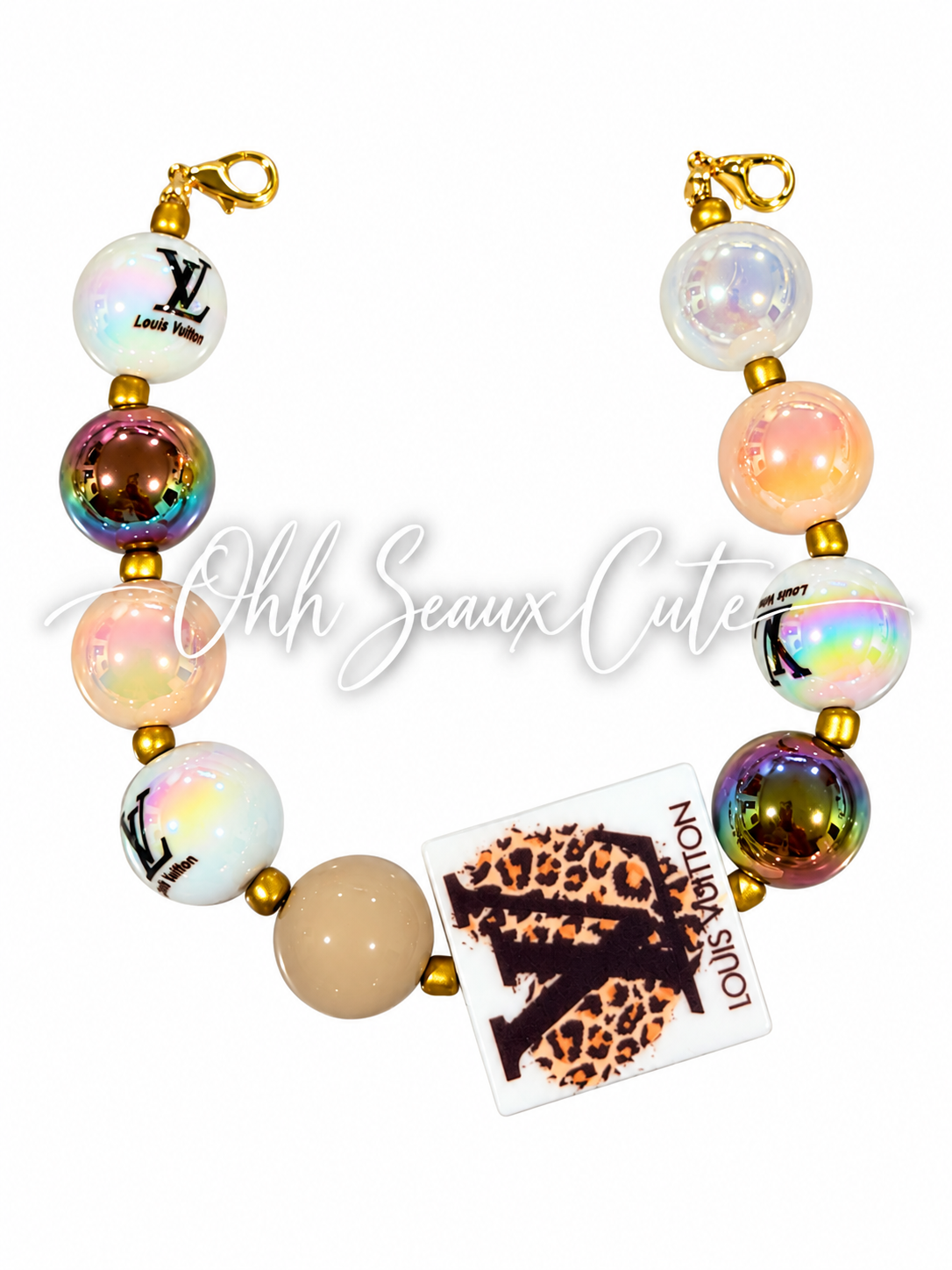 9” L  V Leopard Hat Chain
